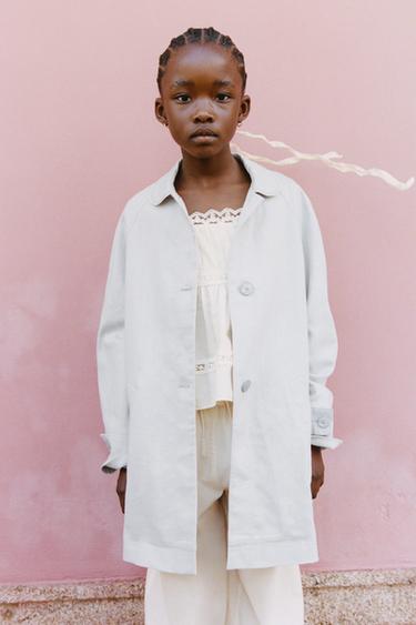 PLAIN LINEN BLEND COAT - Pearl grey by Zara