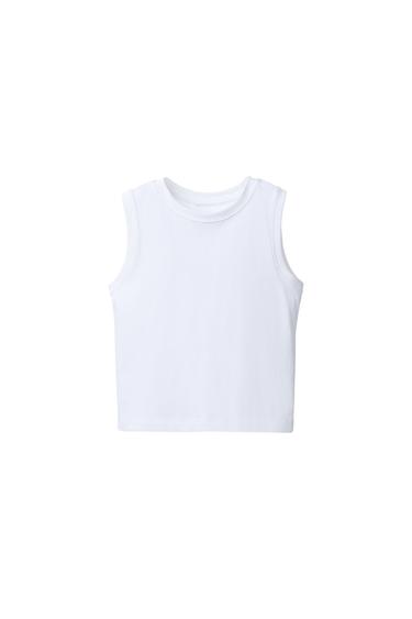 Zara PLAIN SLEEVELESS T-SHIRT - White