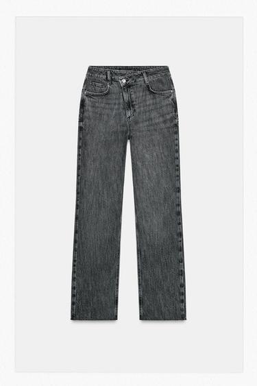 Zara Z1975 HIGH WAISTED CROSSOVER WAIST STRAIGHT JEANS - Dark gray