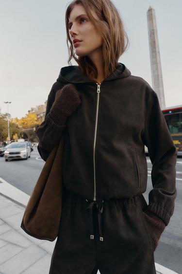 SUDADERA CAPUCHA - Marrón oscuro de Zara