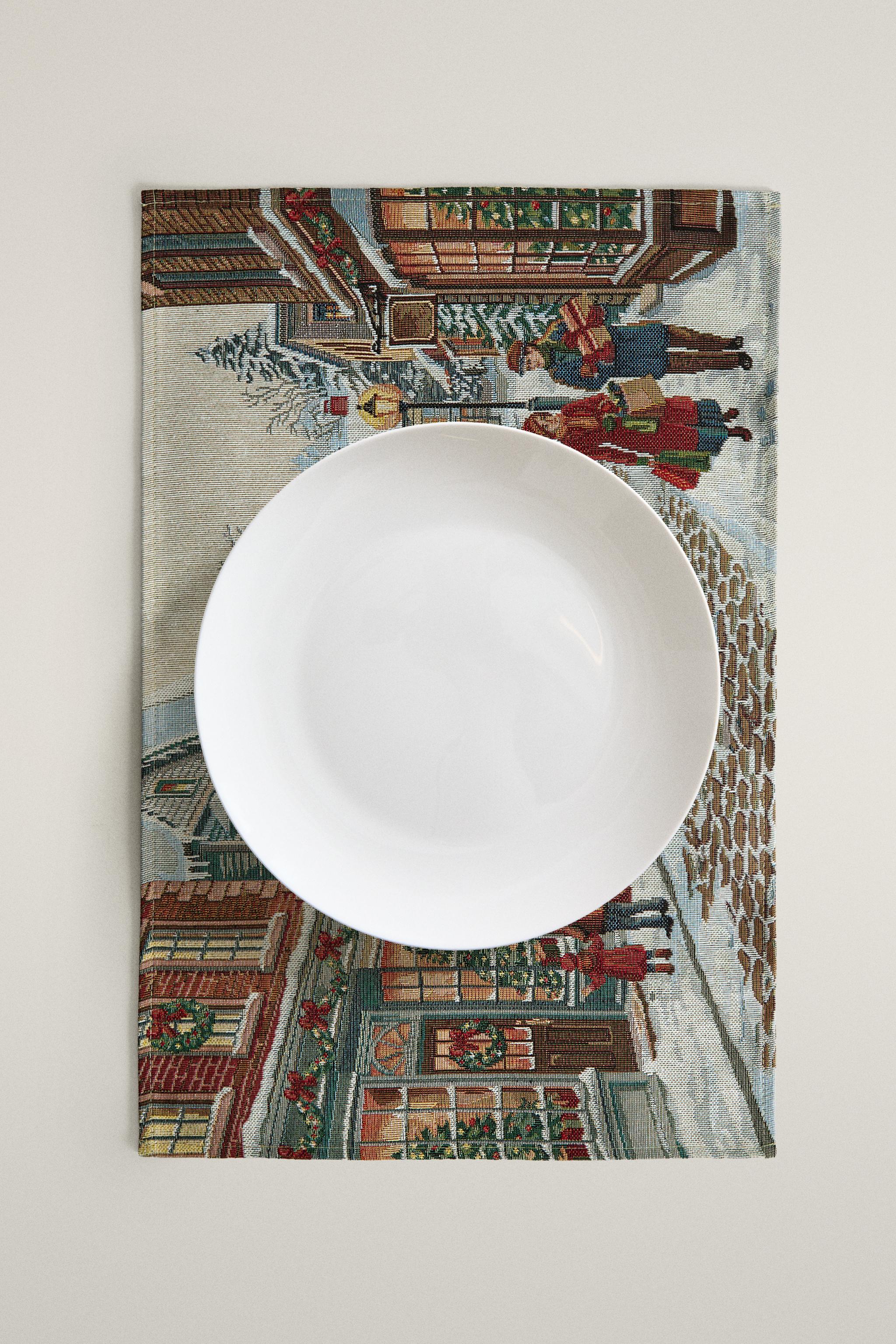 SET DE TABLE JACQUARD VILLAGE DE NOËL