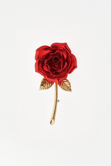 BROCHE MÉTALLIQUE ROSE WILLY CHAVARRIA X ZARA - Rouge de Zara