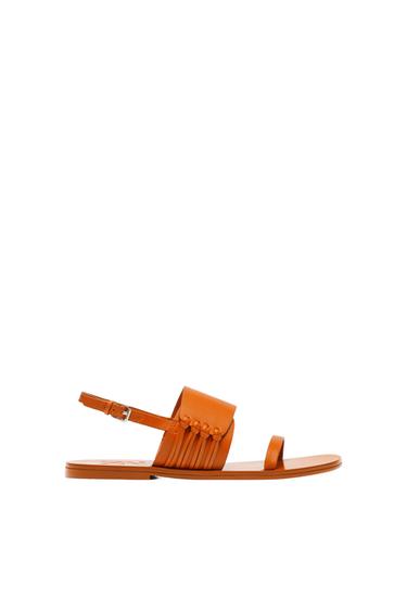 LEATHER FLAT SANDALS WITH KNOT DETAILS