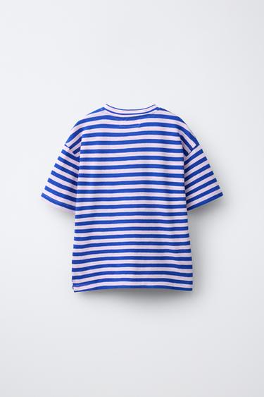 STRIPED T-SHIRT - Blue by Zara - Image 1