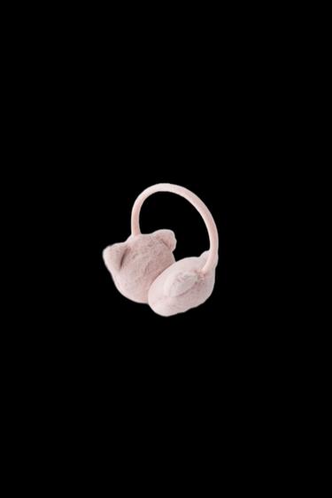 Zara FAUX FUR MOUSE EAR MUFFS - Pink - Image 0