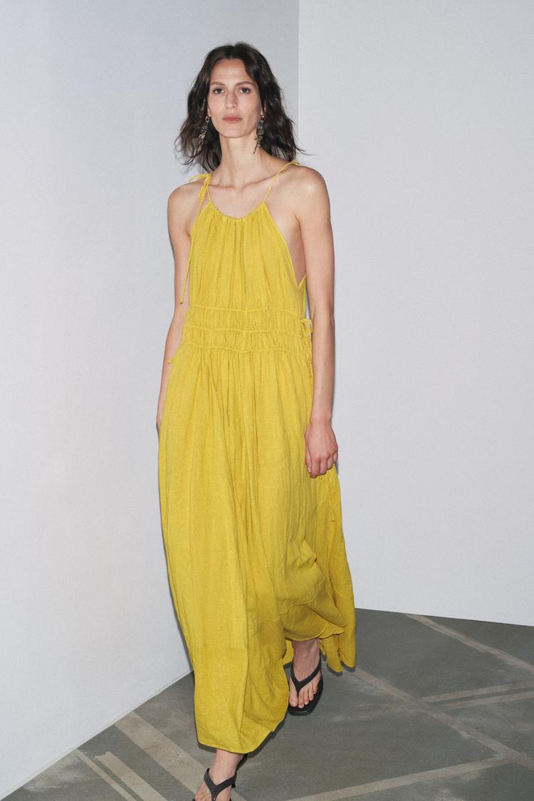 ROBE AVEC LIN ZW COLLECTION Jaune ZARA France