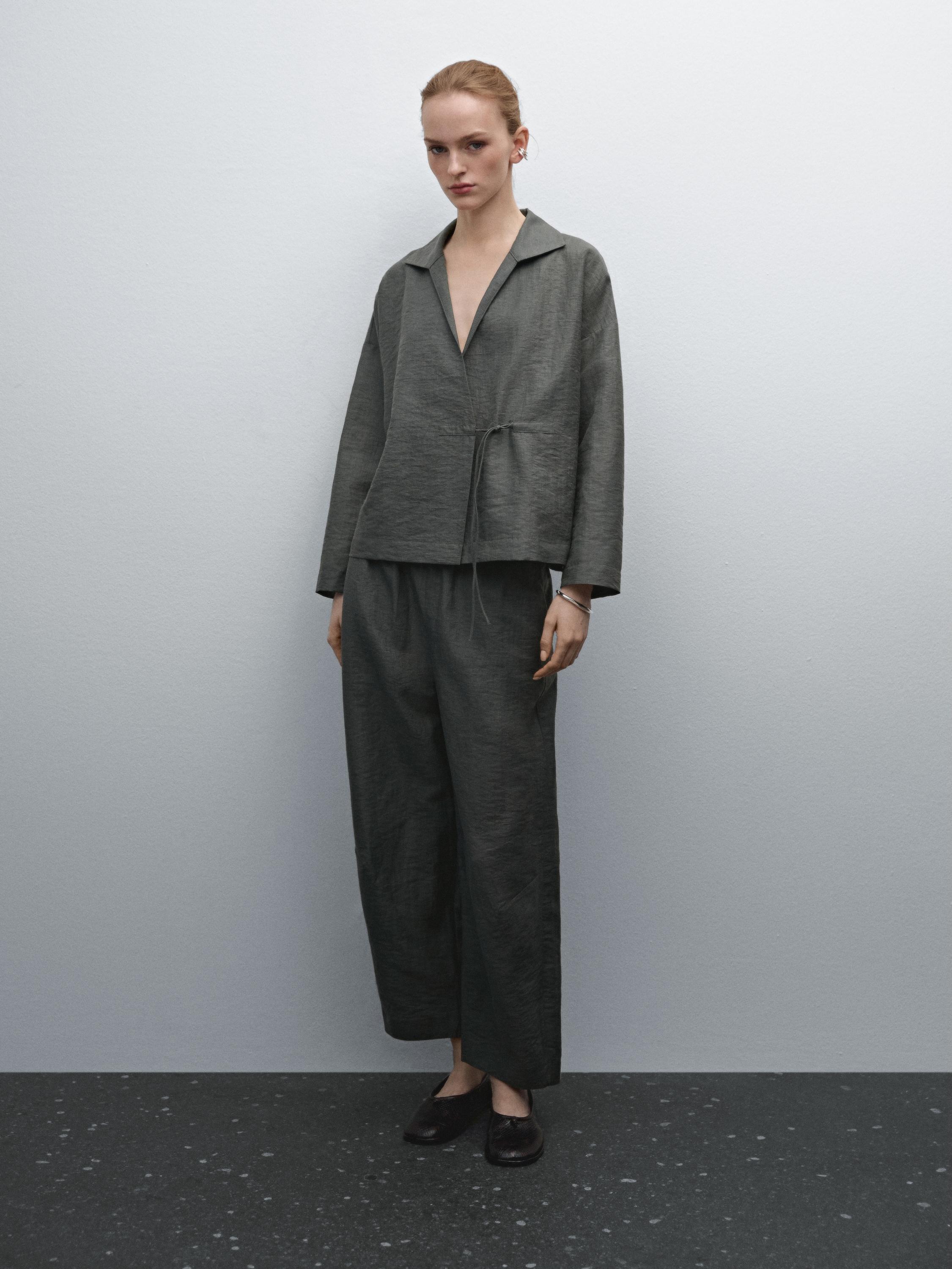 Short collared wool blend overshirt - Green | ZARA United States