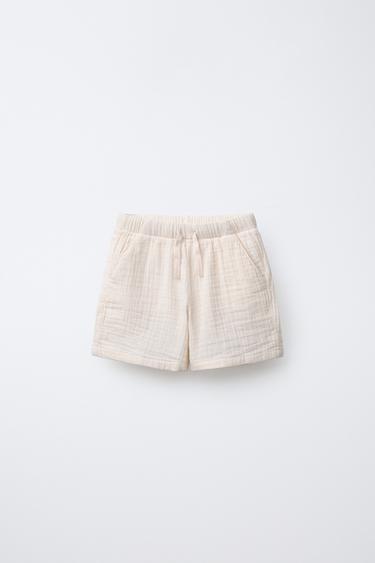 MULTI-COLOURED TEXTURED BERMUDA SHORTS - Ecru by Zara