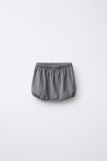Zara LINED FINE-WALED CORDUROY BLOOMERS - Gray