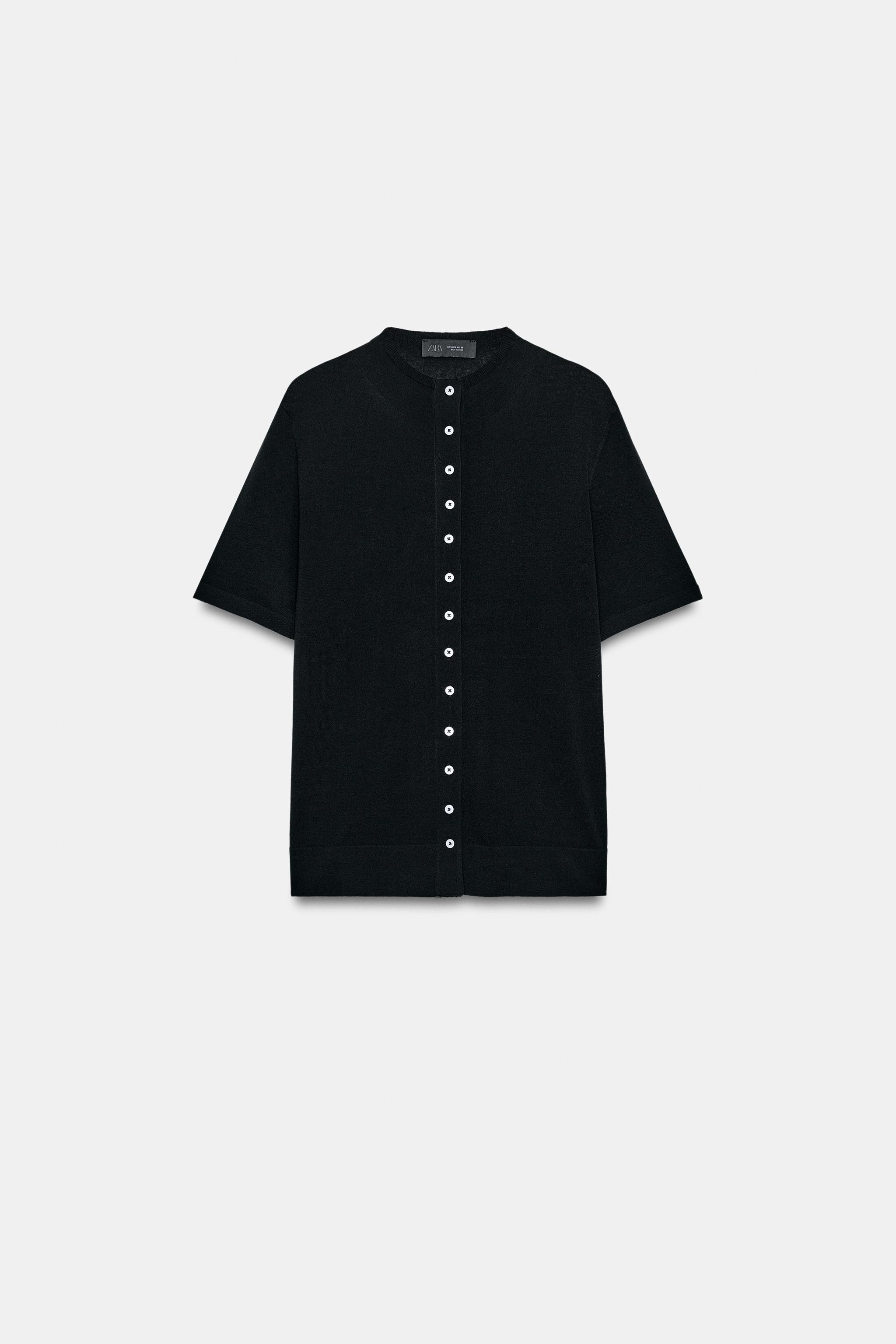 H BEAUTY&YOUTH ショートスリーブカーディガン ブラック S ショートスリーブニットカーディガン - ブラック | ZARA Japan / 日本
