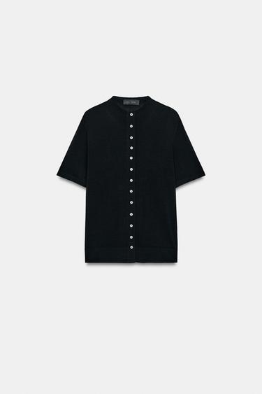 GILET EN MAILLE MANCHES COURTES - Noir de Zara - Image 5