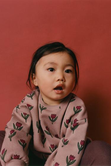 CONJUNTO SUDADERA FLORES Y LEGGING RIB - Terracota de Zara