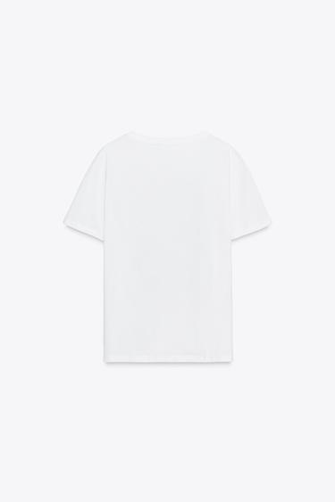 T-SHIRT WITH METALLIC PRINT - White by Zara - Image 3