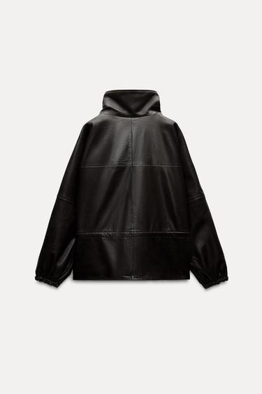 100% LEATHER JACKET ZW COLLECTION - Dark brown by Zara - Image 5