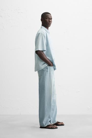 CHEMISE EN DENIM CONTRASTE - Bleu clair de Zara - Image 3