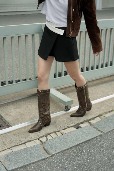 CONTRAST WAIST WRAP SKORT - Black by Zara