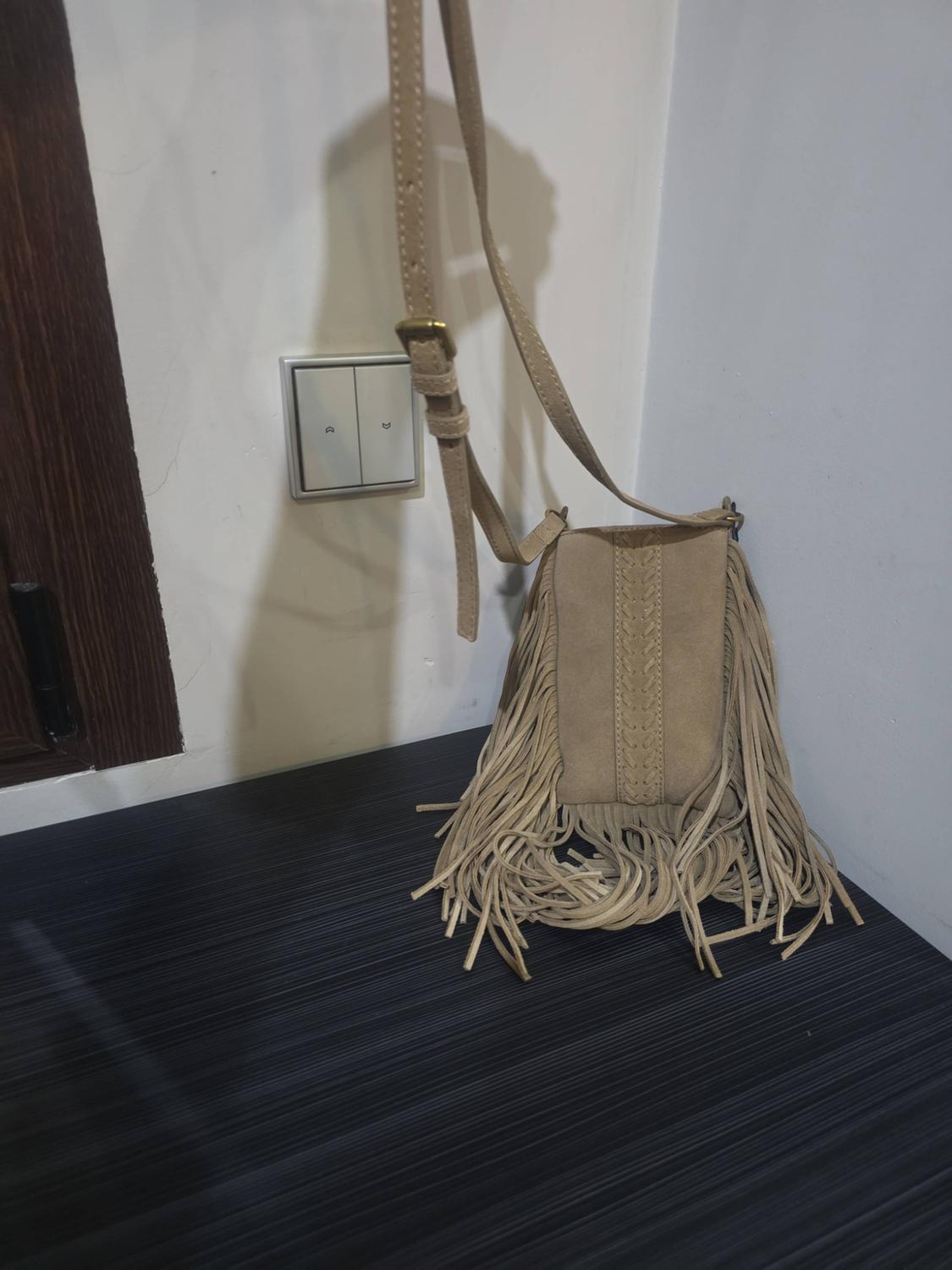 SPLIT SUEDE MOBILE PHONE BAG WITH FRINGING - Image 3