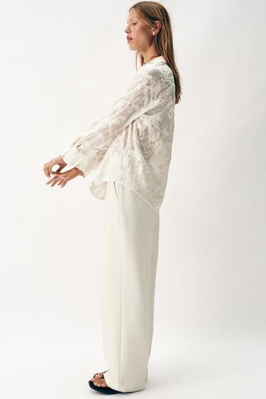 CHEMISE BRODÉE PLUMES - Écru de Zara - Image 6