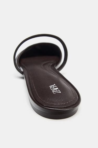 BALLERINES EN CUIR OUVERTES À L'ARRIÈRE - Marron de Zara - Image 5