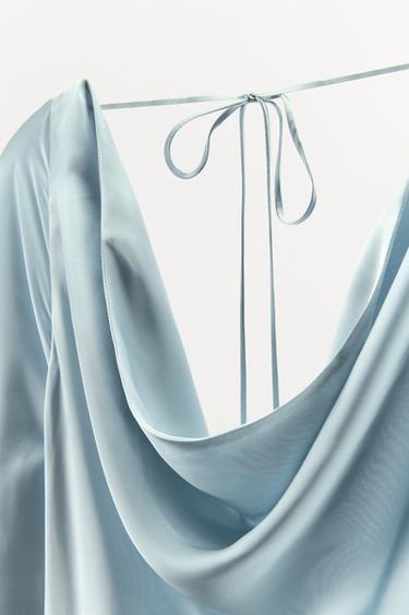 OPEN-BACK SATIN DRESS - Light blue by Zara - Image 7