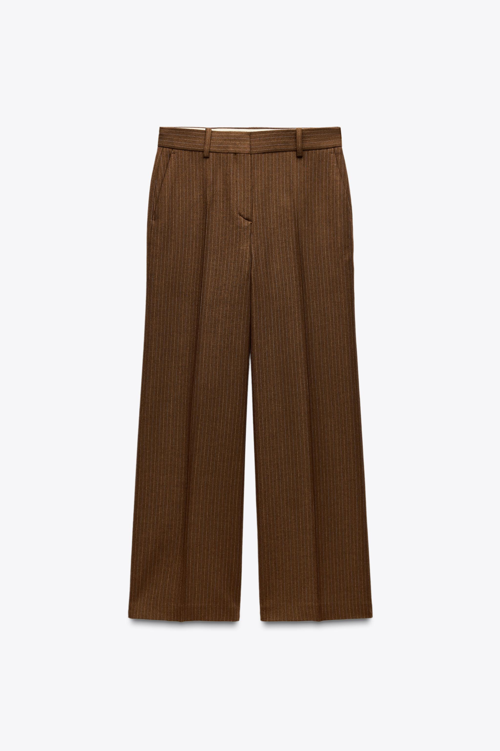 Wide leg wool blend trousers