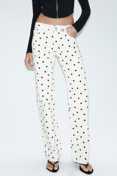 TRF LOW-RISE WIDE-LEG DOT JEANS - only one by Zara