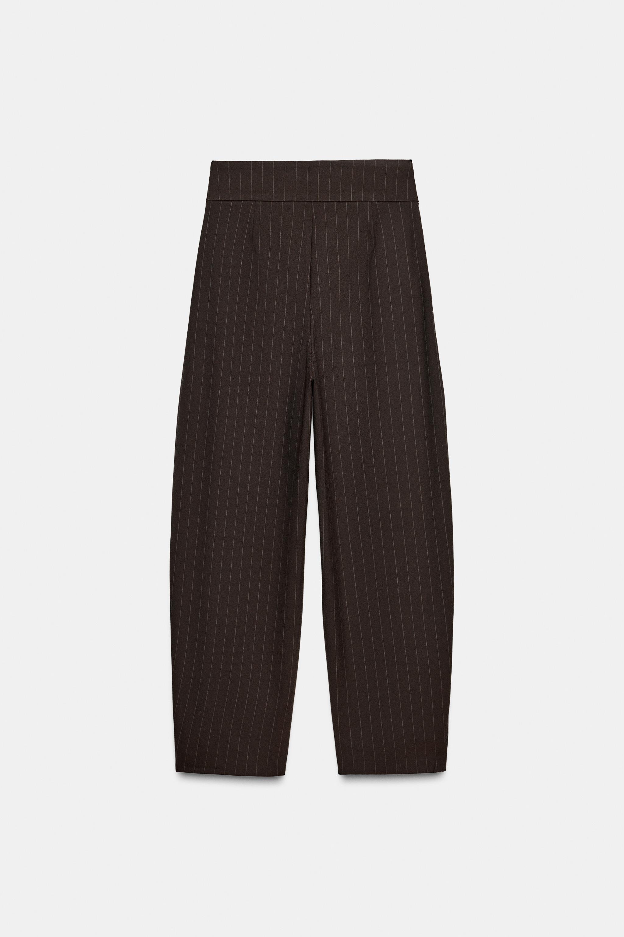 BALLOON STRIPED PLEATED PANTS