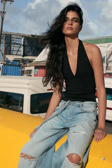 ტოპი HALTER STRETCH კოპლებიანი - Zara-ს Black