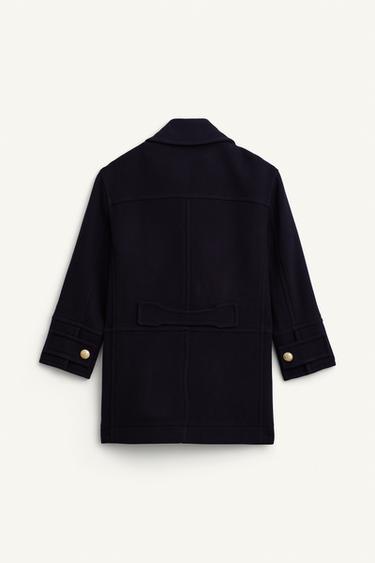 MANTEAU À BOUTONNAGE CROISÉ MÉLANGE DE LAINE ÉDITION LIMITÉE - Bleu marine de Zara - Image 7