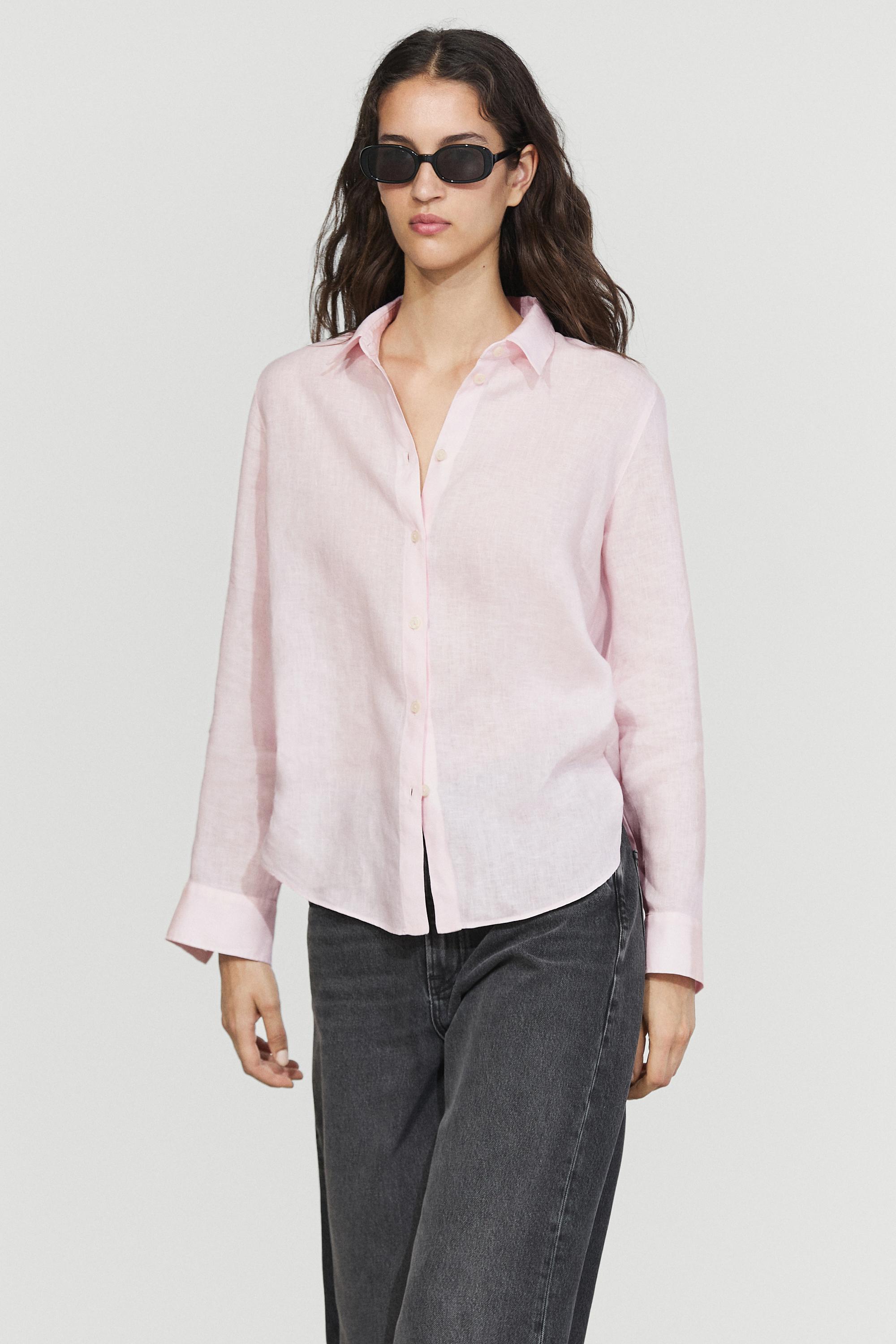 Flowing 100% linen shirt — Pink