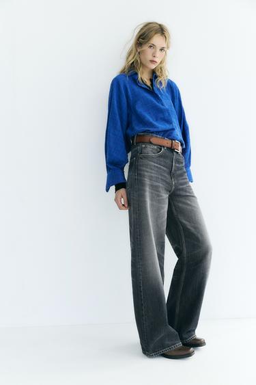 CAMISA CUADROS - Azul tinta de Zara