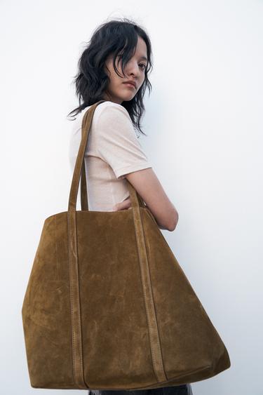 БОЛЬШАЯ ЗАМШЕВАЯ СУМКА-ШОПЕР — КОРИЧНЕВЫЙ от Zara — изображение 0