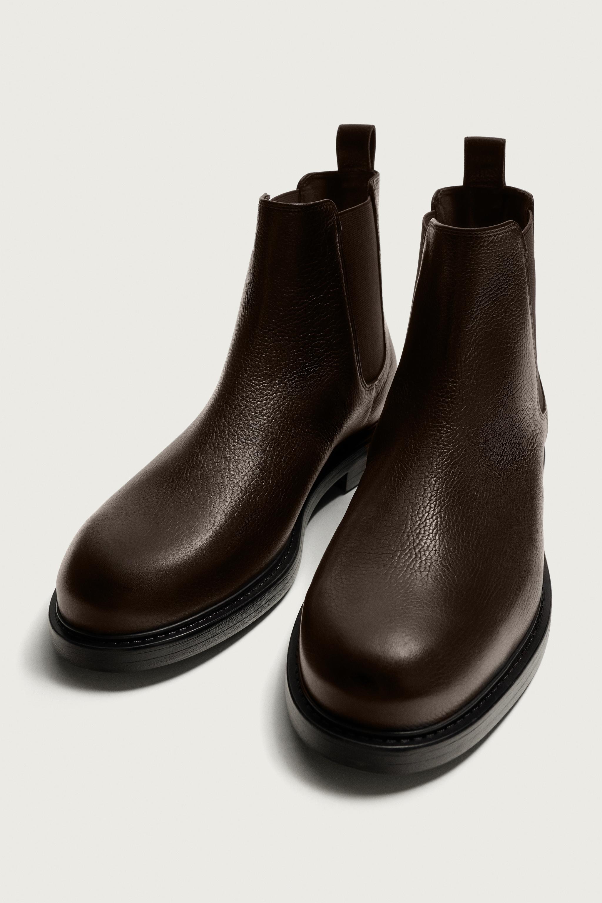 LEATHER CHELSEA BOOTS - Brown | ZARA United States