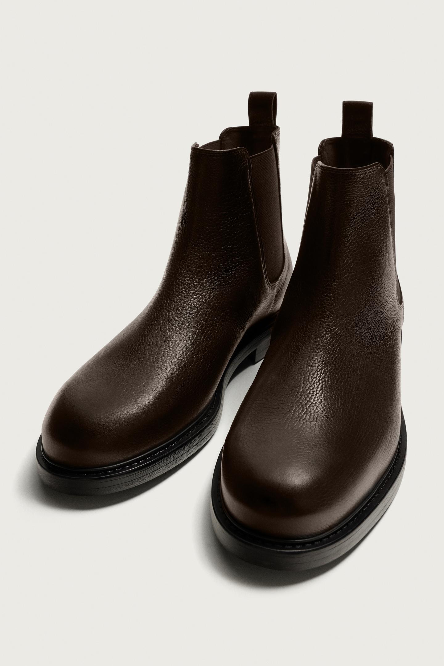 Ботинки Zara Leather Chelsea, цвет: Коричневый — фото 2