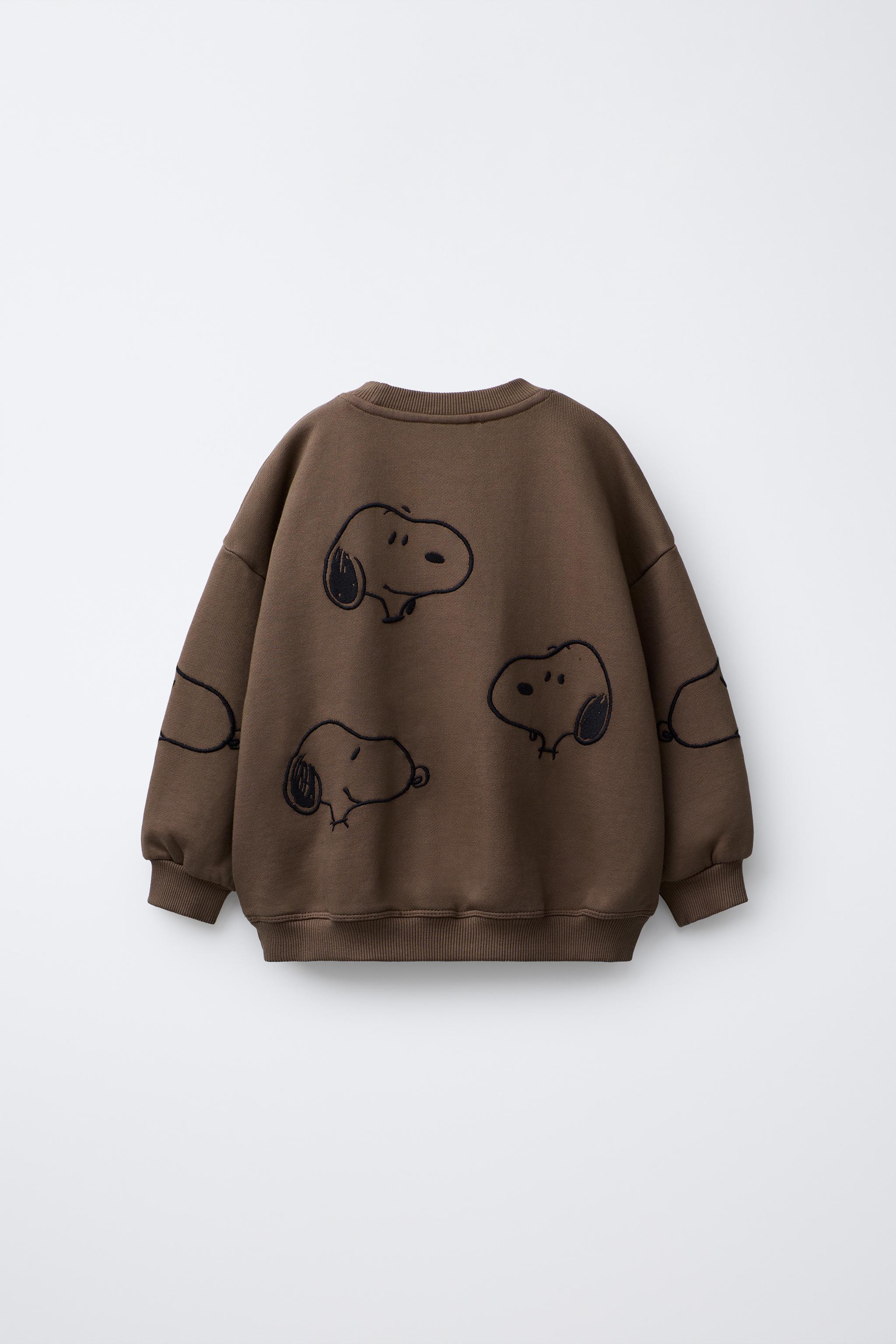 SNOOPY PEANUTS™ EMBROIDERED SWEATSHIRT - Dark brown | ZARA Spain