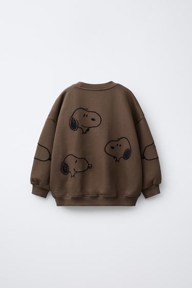 SNOOPY PEANUTS™ EMBROIDERED SWEATSHIRT - Dark brown by Zara - Image 1