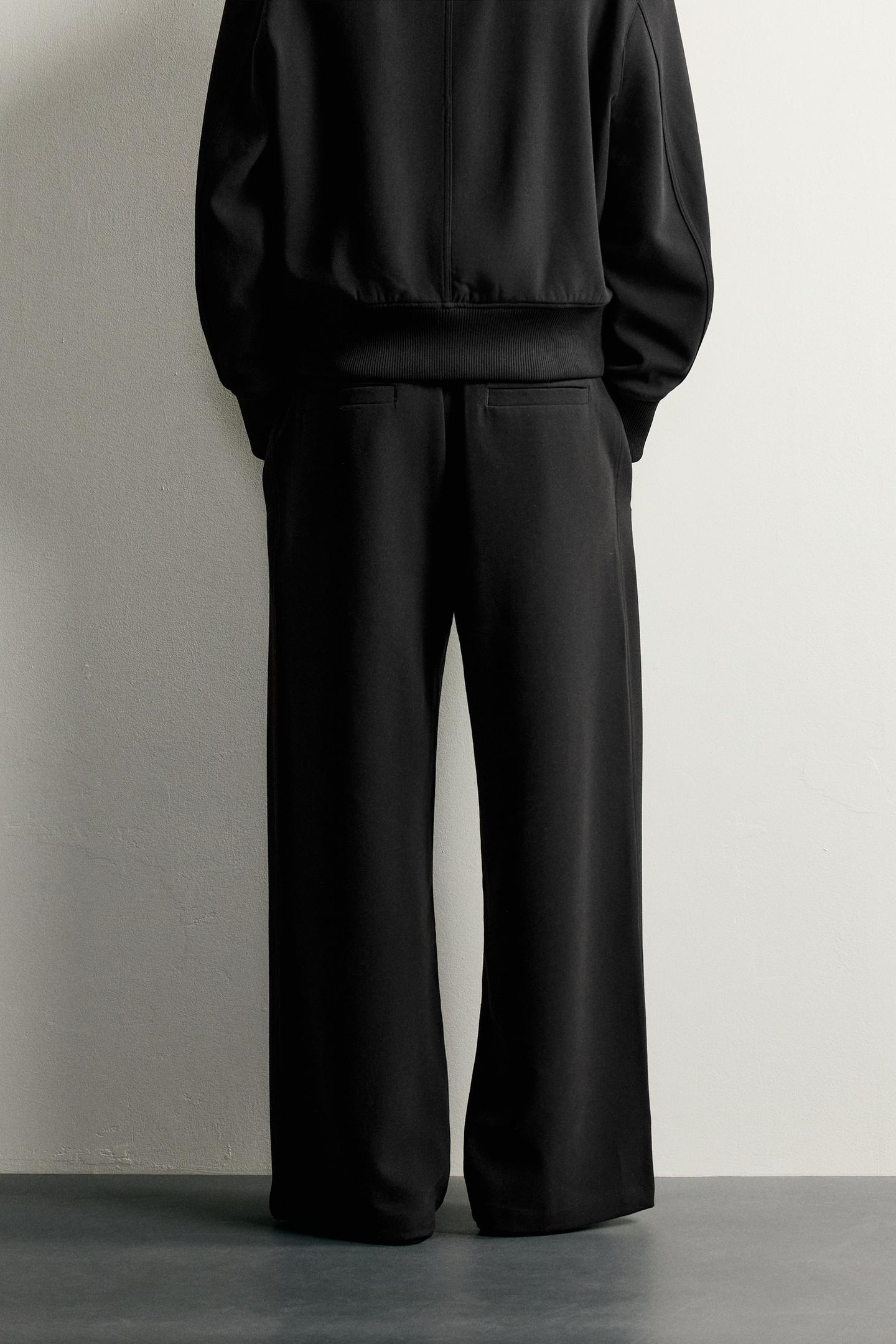 Брюки Zara Wide-Leg Flowy, цвет: Чёрный — фото 3