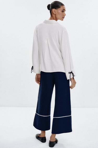 SHIRT WITH CONTRAST TRIMS - Oyster-white by Zara - Image 2