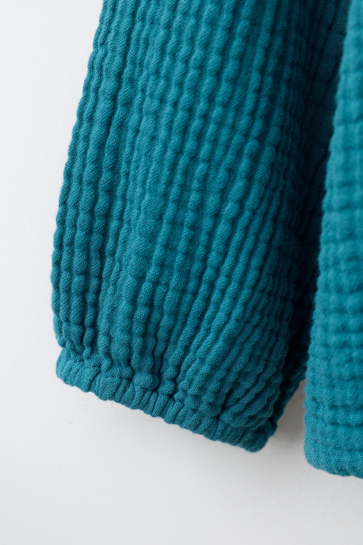 Детская рубашка Zara Textured Button, цвет: Синий — фото 4