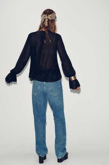 FLOWING RUFFLED TOP - Black by Zara - Image 5
