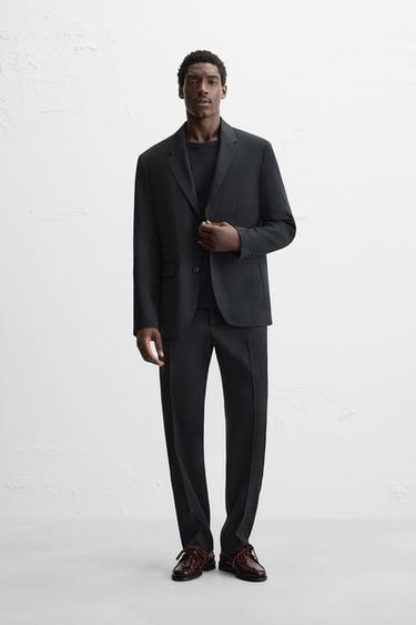 HEMP-WOOL SUIT BLAZER - Navy blue by Zara