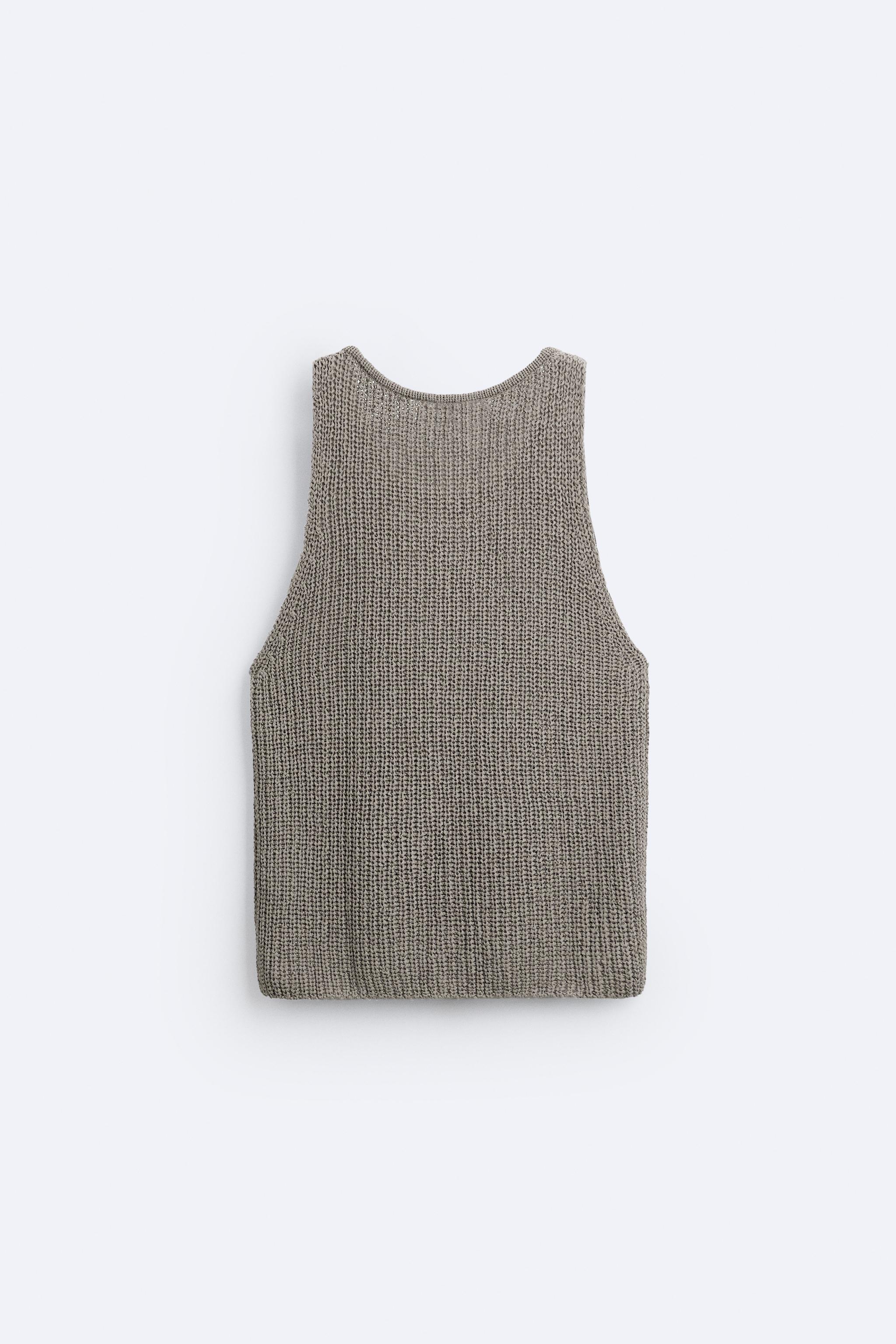STRUCTURED MESH KNIT TANK - Taupe gray | ZARA Canada