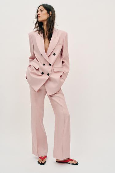 RECHTE BROEK VAN 100% LINNEN SET - Beigeroze van Zara - Afbeelding 0