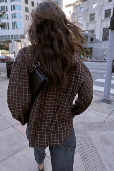 ΚΑΡΟ ΠΟΥΚΑΜΙΣΟ OVERSIZED - Καφέ / Εκρού του Zara