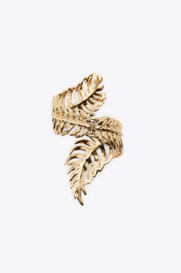 ARECA LEAF TWISTED BANGLE BRACELET - Golden by Zara - Image 2