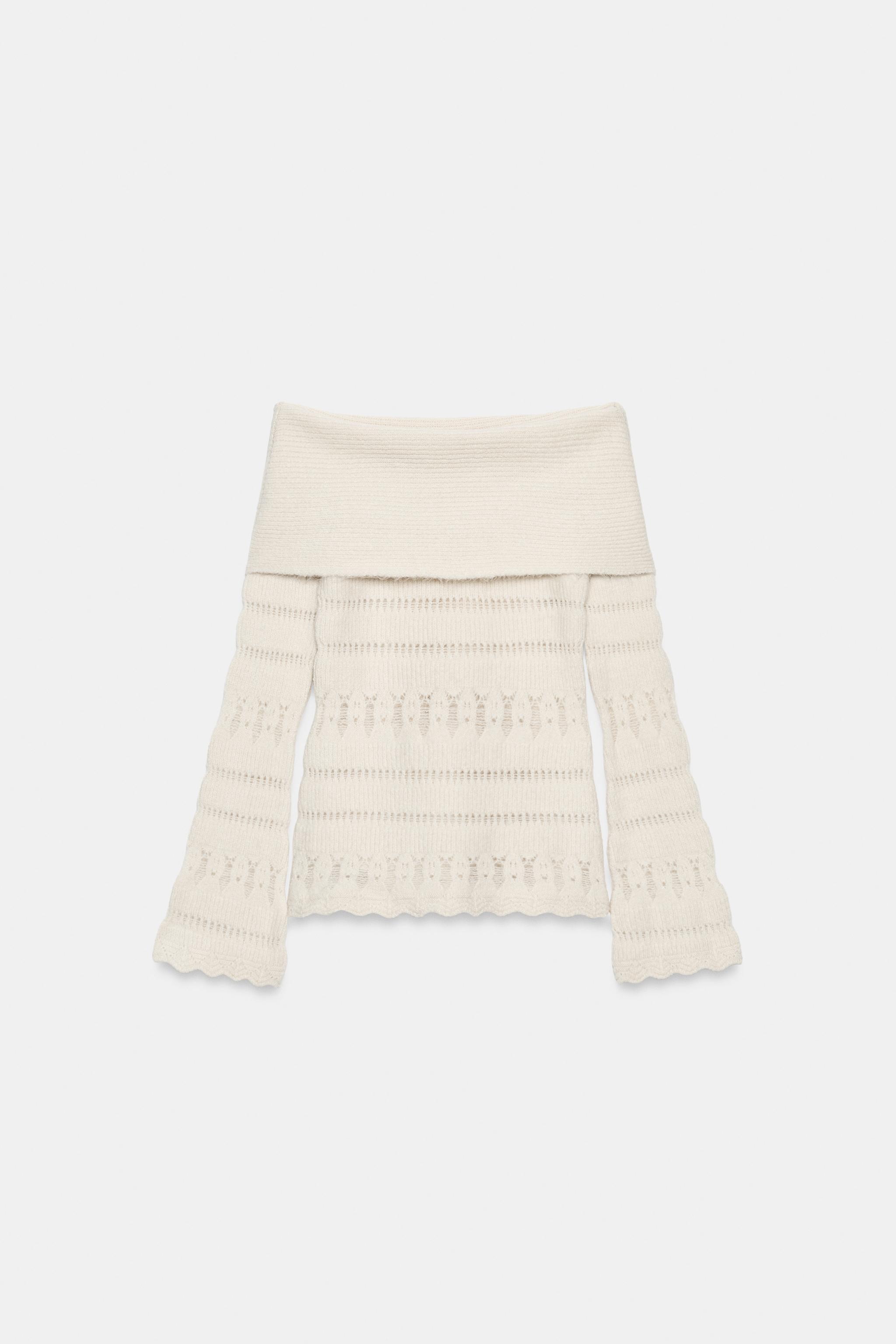 OFF-THE-SHOULDER OPENWORK JUMPER