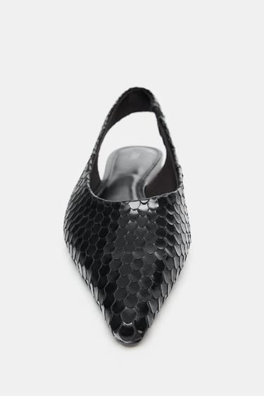 POINTED LEATHER BALLET FLATS - Black by Zara - Image 4