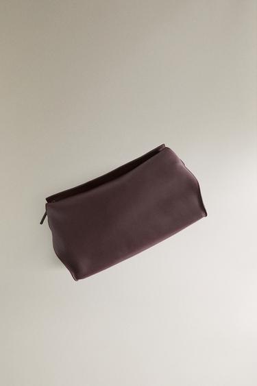 MINIMALIST LEATHER WASH BAG - Burgundy Red by Zara - Image 3