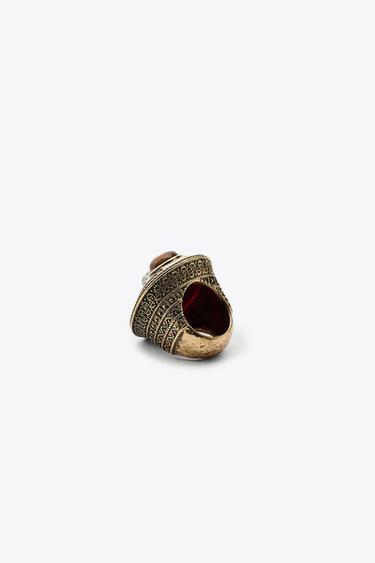 MAXI STONE RING - Golden by Zara - Image 4
