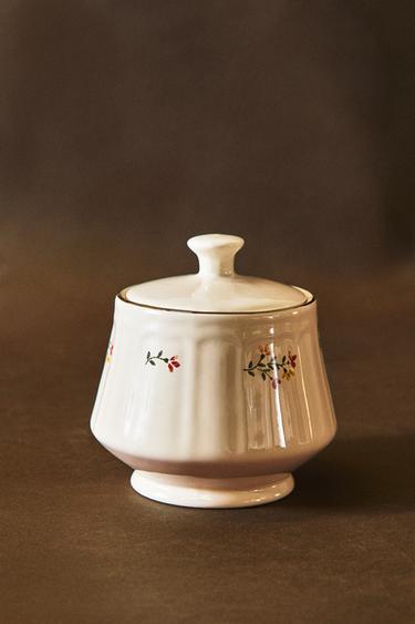 SUCRIER PORCELAINE MOTIF FLORAL - Crème de Zara - Image 5